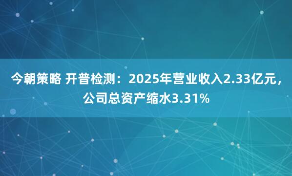 今朝策略 开普检测：2025年营业收入2.33亿元，公司总资产缩水3.31%
